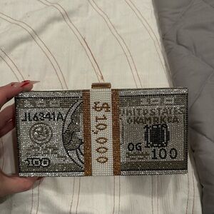 Crystal Embellished Money Clutch